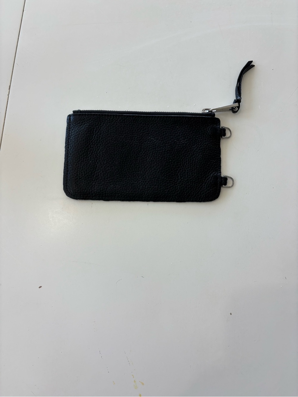 Bandolier Black Pebbled Leather Zip Wristlet with Gold Logo - Picture 3 of 7